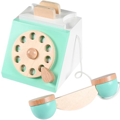 Téléphone rétro en bois bleu : un jouet durable d'exception - 2