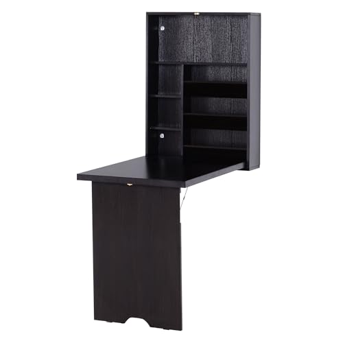 HOMCOM Wall Mounted Fold Out Convertible Desk,...