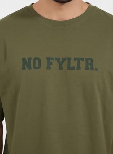 Image of FYLTR Men's Relaxed Fit Oversized T-Shirt | Cotton Blend | Round Neck and Half Sleeves Casual T-Shirt | Comfortable Summer Wear