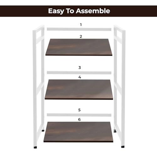 Image of wow craft 3-Layer Multipurpose Microwave Oven & OTG Stand | Floor-Mount Kitchen Storage Shelf with Sturdy Black Metal Frame | Engineered Wood | White Finish | Spacious & Durable (90x60x40 cm)