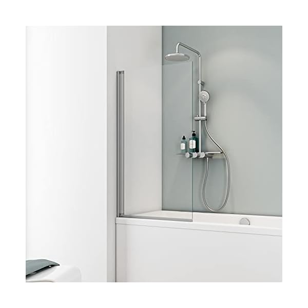 Schulte Duschwand Berlin, 70 x 130 cm, 5 mm Sicherheitsglas klar hell, alunatur, D16503 01 50, Duschabtrennung für Badewanne