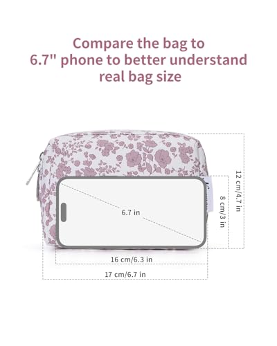 image for Narwey Small Cute Floral Makeup Bag for Purse Mini Cosmetic Bag Travel