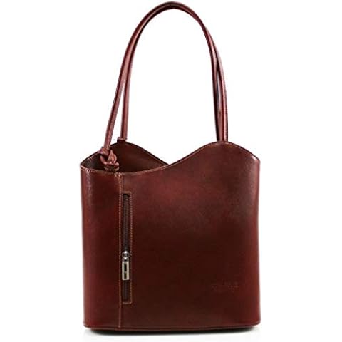 Genuine Italian leather Smooth Finish Hand Made convertible Back Pack Shoulder Bag (Brown) Cover