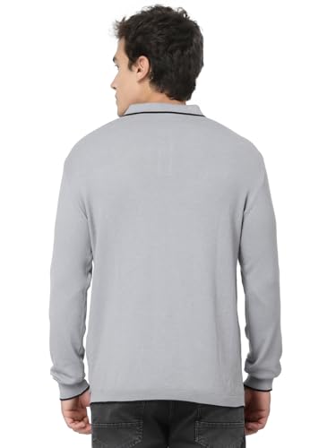 Image of Kalt Mens Basic Solid Full Sleeves Polo Cotton Blend Knitted Regular Fit Polo-Neck T-Shirts with Collar Stylish
