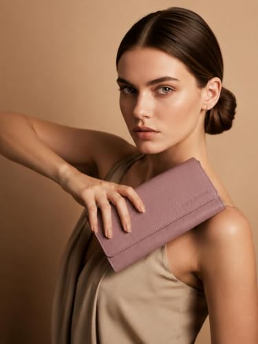 Image of Steve Jhonson Leather Wallet for Women - Mini Hand Purse with Card Holder - Women Stylish Clutch Purse - Cute Mini Ladies Wallet for Daily Use - Fancy Ladies Purse with Slim Design (Peach)