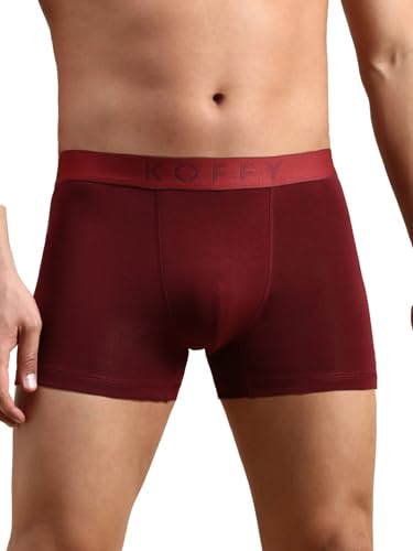 Image of KOFFY Men's Stretchable Cotton Lycra Long Trunk with C-Type Front Open | Wrinkle-Free | Ultra-Soft Elastic