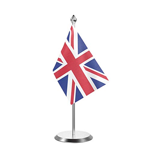 Image of The Flag Company Country Table Flag Single Stainless Steel Stand for Home and Office Desk,Conference (United Kingdom)