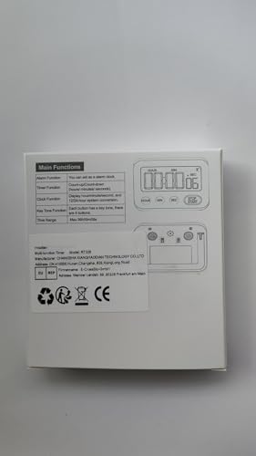 Miniatura 9 de Temporizador De Cocina Multifuncional, Digital Temporizador Con Pantalla Lcd Grande Dígitos Grandes, Cuenta Regresiva Y Cronómetro Con Función De Reloj, Despertador