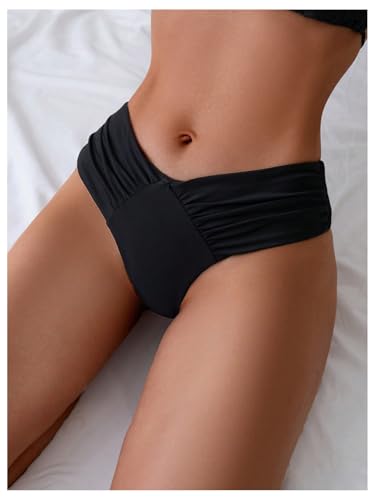 GORGLITTER Women's Ruched High Cut Bathing Suit Bottoms Cheeky Bikini Bottom Low Rise2