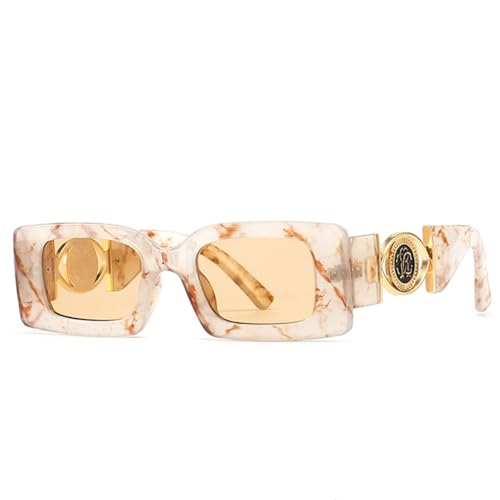 Lunettes de soleil rétro UV400 unisexes avec verres carrés larges ombragés