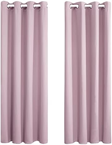 Amazon Brand - Umi Curtains Blackout Soft Thermal Insulated Decorative Nursery Curtains Eyelet Blackout Curtains for Bedroom 66 x 72 Inch Light Pink Two Panels