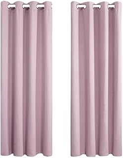 Amazon Brand - Umi Curtains Blackout Soft Thermal Insulated Decorative Nursery Curtains Eyelet Blackout Curtains for Bedroom 66 x 72 Inch Light Pink Two Panels
