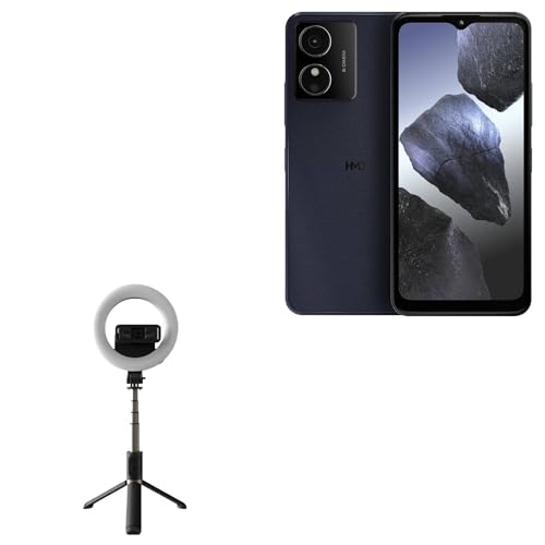 BoxWave Stand and Mount Compatible with HMD Key - RingLight SelfiePod, Selfie Stick Extendable Arm with Ring Light - Jet Black