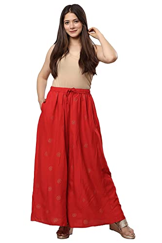 Image of Rayon Gold Print Skirt Palazzo || Rayon Palazzo || Skirt Palazzo || GOLDPRINT Skirt Palazzo || Multicolour