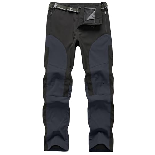 Aptint Mens Hiking Snow Pants Skiing Winter Fleece lined Water Repellent Softshell Pants Outdoor Camping Walking Fishing(6089,Grey,32)