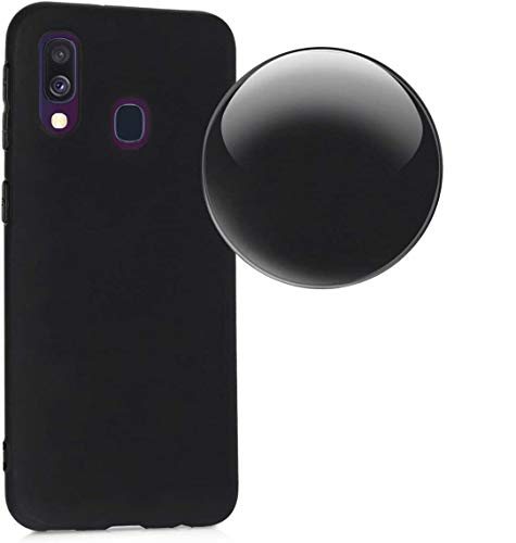 Compatibile per SAMSUNG GALAXY A40 A405F Copertura tasti Custodia cover protezione GEL SILICONE TPU morbida matte ultra soft slim case (Nero)