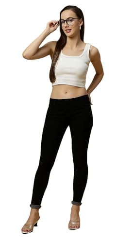 Image of TWGE - Women's Mid Rise Skinny Fit Jeans - Single Button, Stretchable Denim Pants - Ankle Length - Stylish Casual Wear Pack of 1
