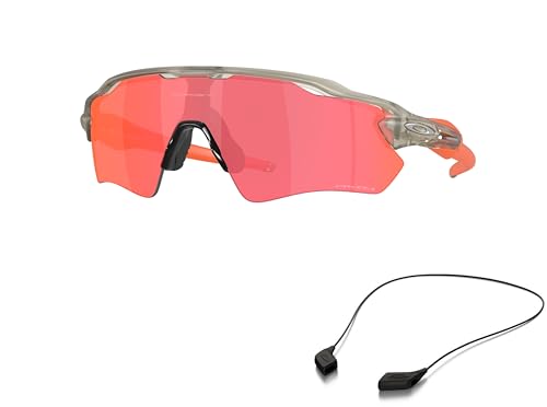 Oakley OO9208 Sunglasses Bundle: OO 9208 RADAR EV PATH 9208F8 Matte Grey Ink/Prizm Trail Torch Policarbonate Standard and Small Black leash Accessory kit2