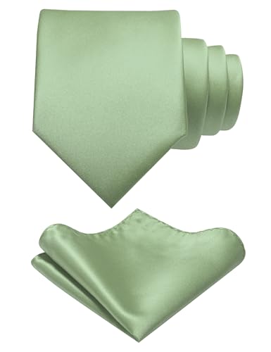 Image of RBOCOTT Solid Color Tie and Pocket Square Hankerchief with Lapel Pin Set for Men