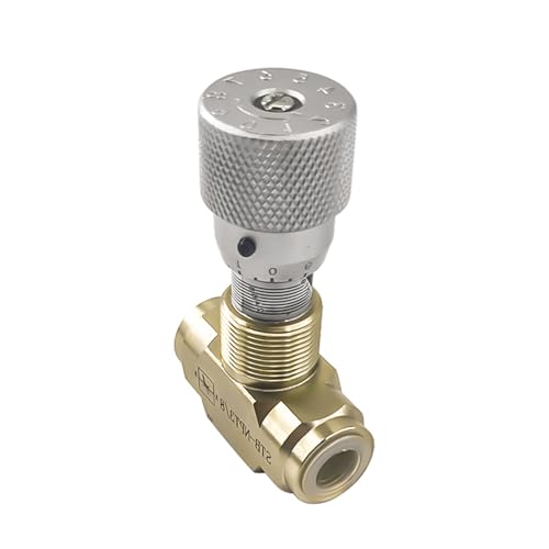 Image of Straight Flow Control Needle Valve for Hydraulic System, Heavy-Duty Carbon Steel Pressure Fittings with 3 /8 inch NPT Connection and Rotatable Knob
