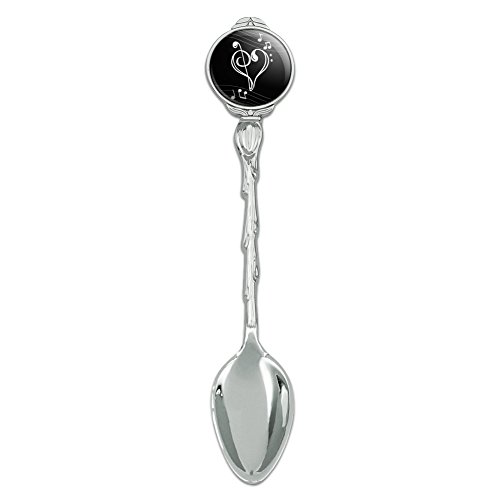 Treble Bass Clef Heart Music Black Novelty Collectible Demitasse Tea Coffee Spoon