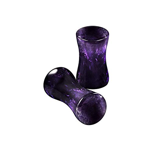 Organic Stone Amethyst Double Flared Saddle Ear Gauge Double Flare plugs Stretcher Lobe Earring Piercing Jewelry Choose Sizes