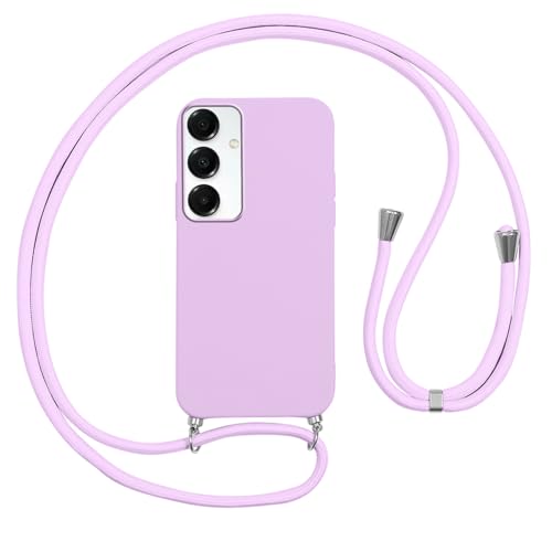 Vauki Case for Samsung Galaxy A16/A16 5G Cover with Lanyard, Purple Silicone Shockproof TPU Soft Case Rope Necklace Necklace Adjustable Stylish with Chain Ultra Thin Cover for A16 5G, Purple