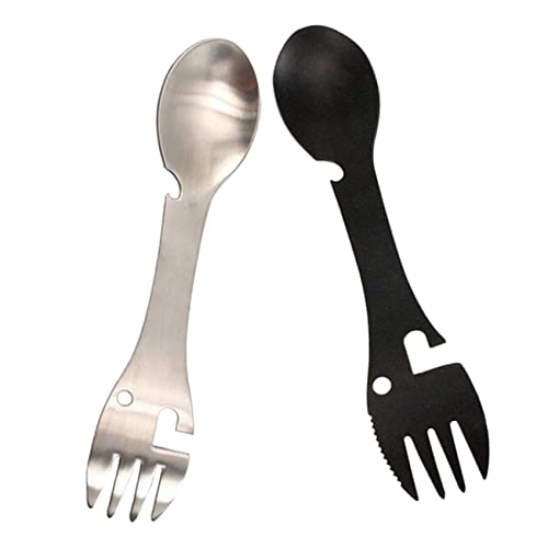 KOMBIUDA 2Pcs Outdoor Camping Spork Cutlery Lightweight and Durable Multi Functional Utensils for Hiking Bbq Travel and Picnics