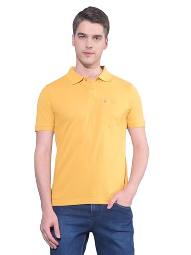 Image of Dollar Men's Pack of 1 Solid Cotton Blend Polo Neck T-Shirt