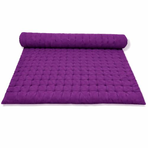 Image of ATOOTFUSION Soft Cotton Quilt | Foldable Light Weight Filled Single Firm Cotton Quilt Mattress| Gadda (Solid Coloured, 2 Sleeping Capacity, 5 x 6 ft or 72 x 60 Inches Queen) (Purple)