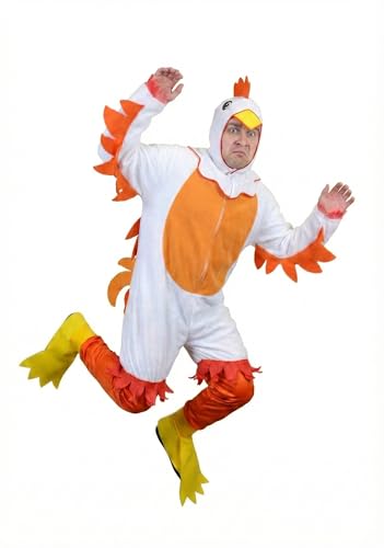 TC Toys - Adult Chicken Costume Funny Farm Animal Fancy Dress Onesie for Stag Do Easter Events & Charity Runs Lightweight Yellow Jumpsuit with Hood & Beak One Size Fits Most