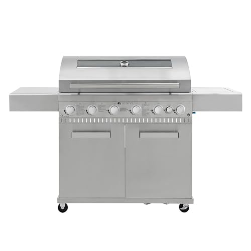 Juskys BBQ Gasgrill Minnesota - 6 Brenner und 1 Seitenbrenner - XXL Edelstahl Gas Grill mit Gusseisen Grillrost, Kochfeld, Unterschrank für Gasflasche – Bild 4