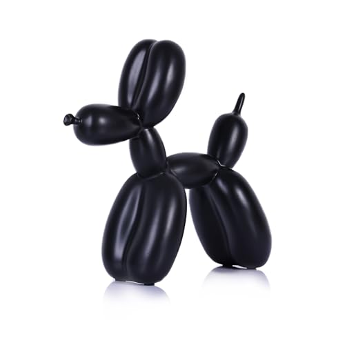 XIAOMAGG Statue de Chien en Ballon - Décoration d'intérieur Moderne et Funky pour Table Basse et Cuisine - Couleurs Tendance - Décoration de Chambre - Esthétique (Noir A, 24,9 x 24,9 x 8,9 cm)
