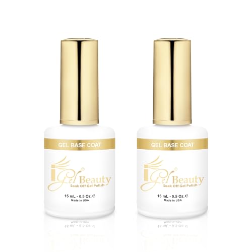 iGel Beauty Gel Base Coat – 2 Pack, Soak-Off UV/LED Gel Polish Base, Long-Lasting Adhesion, Chip-Resistant Foundation for Gel Nails, 0.5 oz (15mL) Each