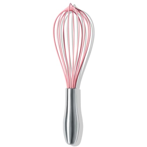 Image of OYV 10-Inch Pink Silicone Whisk, Heat Resistant 480F Kitchen Whisk with Stainless Steel Ergonomic Handle, Non-Scratch for Nonstick Cookware, Dishwasher Safe, Perfect for Blending, Cooking & Beating