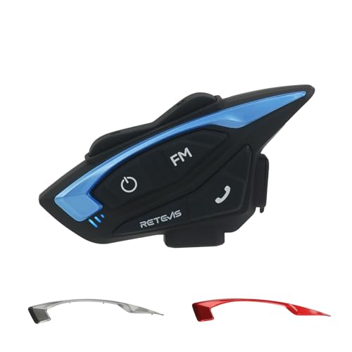 Retevis EZTalk 3A Intercomunicador Moto, 5.1 con Sonido Claro, Reconexión 3s, Intercom 28 h, Talkie 1000m, FM, IP65, Auriculares Moto para Ciclismo, Desplazamientos (1 Unidad)