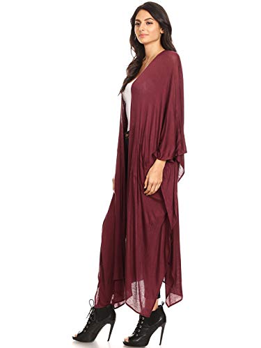 Image of Anna-Kaci Womens Oversized Open Front Draped Pockets Long Maxi Robe Cardigan