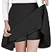 THHGPO Women's Casual Basic Skirts Flared Skater Mini Skorts A Line Elastic Waist Skirt with Built-in Shorts Black S