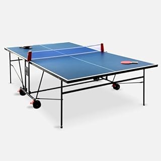 Alice's Garden - Table de ping Pong Indoor Bleue - Table Pliable avec 4 Raquettes et 6 balles. pour Utilisation intérieure. Sport Tennis de Table
