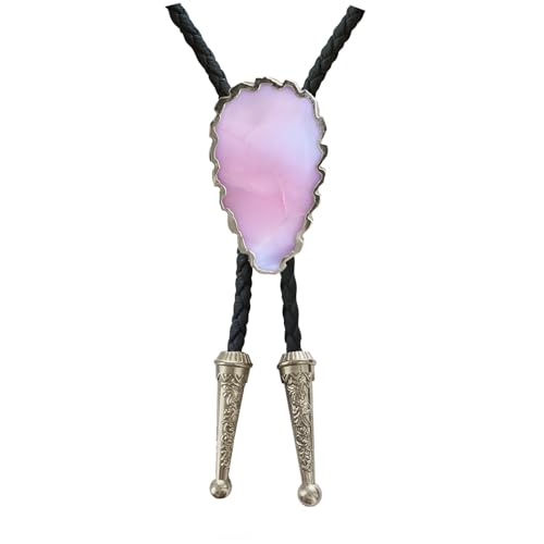 Image of Daisy Del Sol Bolo Tie Turquoise Stone Braided Vegan Faux Leather Silver Tips Handmade Necklace Adjustable Boho Western Jewelry