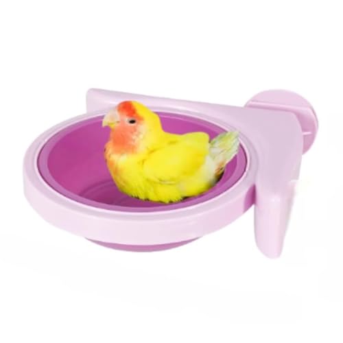 鳥 水浴び容器 鳥かご用バードバス 多機能ユニバーサル 小型バードバス インコ オウム ケージ内に吊り下げ可能 水浴びケース 文鳥 セキセイインコ 小鳥用 バスタブ (ピンク,L)