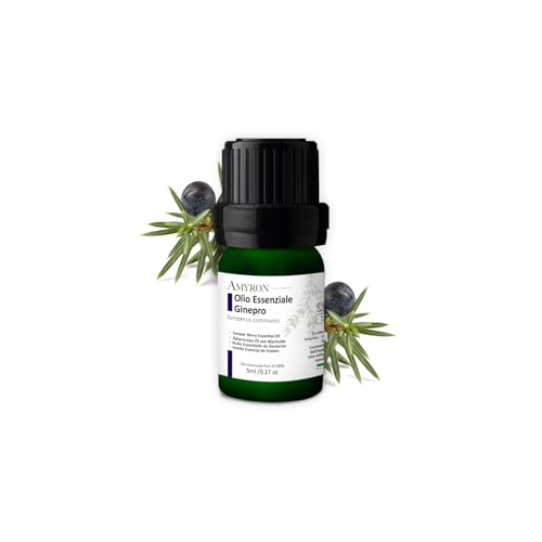 Aceite Esencial de Enebro AMYRON 5 ml | 100% Natural y Puro | Ideal para Aromaterapia y Uso Terapéutico Sin OGM | Difusor | Masajes | Uso Alimentario | Relajante | Refrescante | Hidratante.