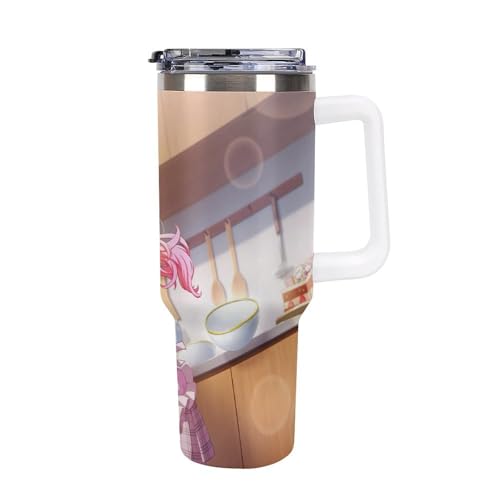 タンブラー 天馬咲希 水筒 40OZ 真空断熱 保温保冷 ステンレスマグボトル 結露しない ストロー付き/直飲み可能 洗いやすい ハンドル付き 車内用 アウトドア キャンプ 大容量