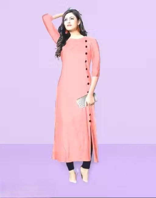 Trending & Pretty Long Gown with Beautiful Front Mirror Embroidery and Storage Print for Women's and Girls |6|Button Long_-|A,-image-32