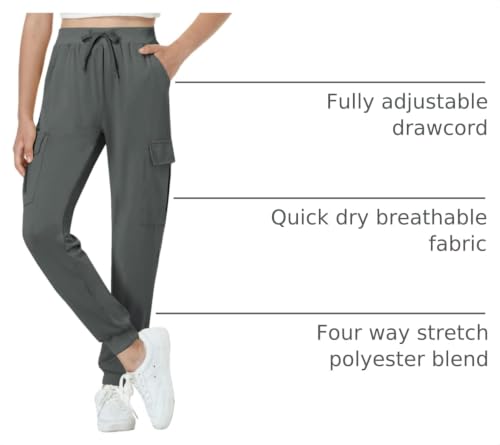 Image of EXARUS Girls Hiking Cargo Pants Joggers Teen Quick Dry Lightweight Slim Fit