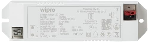 Image of wipro Polycarbonate 6 Amp LED Strip Driver | LED Strip Connector | for Indoor Strip Light, 12V DC Output (Pack of 2),White