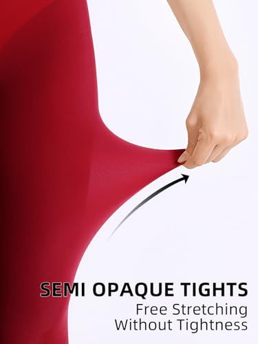 Image of Women's 80 Denier Semi Opaque Tights High Waist Soft Solid Color Footed Pantyhose