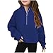 Girls and Toddlers' Fleece Zip-Up Hoodie Sweatshirt Long Sleeve Oversized Hooded Winter (2-Dark Blue, 18-24 Months)