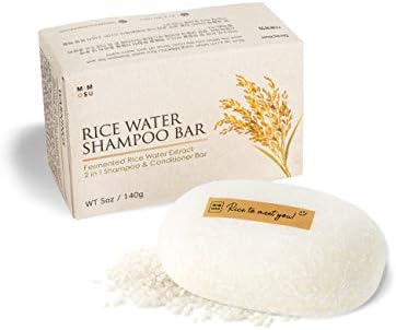 mimosu Rice Water Shampoo and Conditioner – 2 in 1 Fermented Rice Water for Hair Growth,Unscented Vegan Solid Shampoo Bar for Hair,pH Balanced,Eco Friendly,Zero waste,Plastic Free,5oz