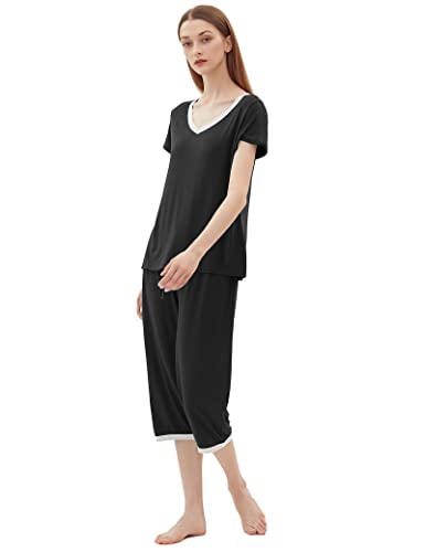 Image of Joyaria Cooling Pajamas Bamboo Viscose Lightweight PJs Set Women Wicking Sleepwear for Night Sweat S-XXL